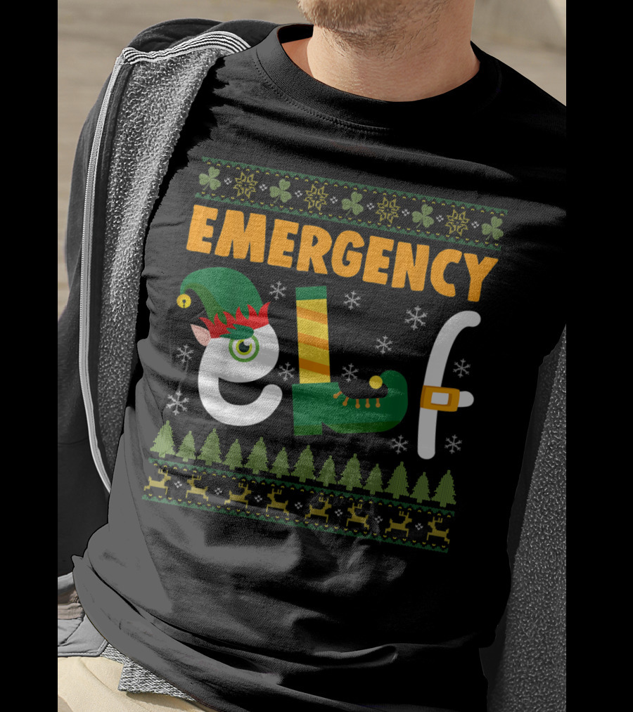 Emergency Elf Christmas Sweater With Festive T-Shirt