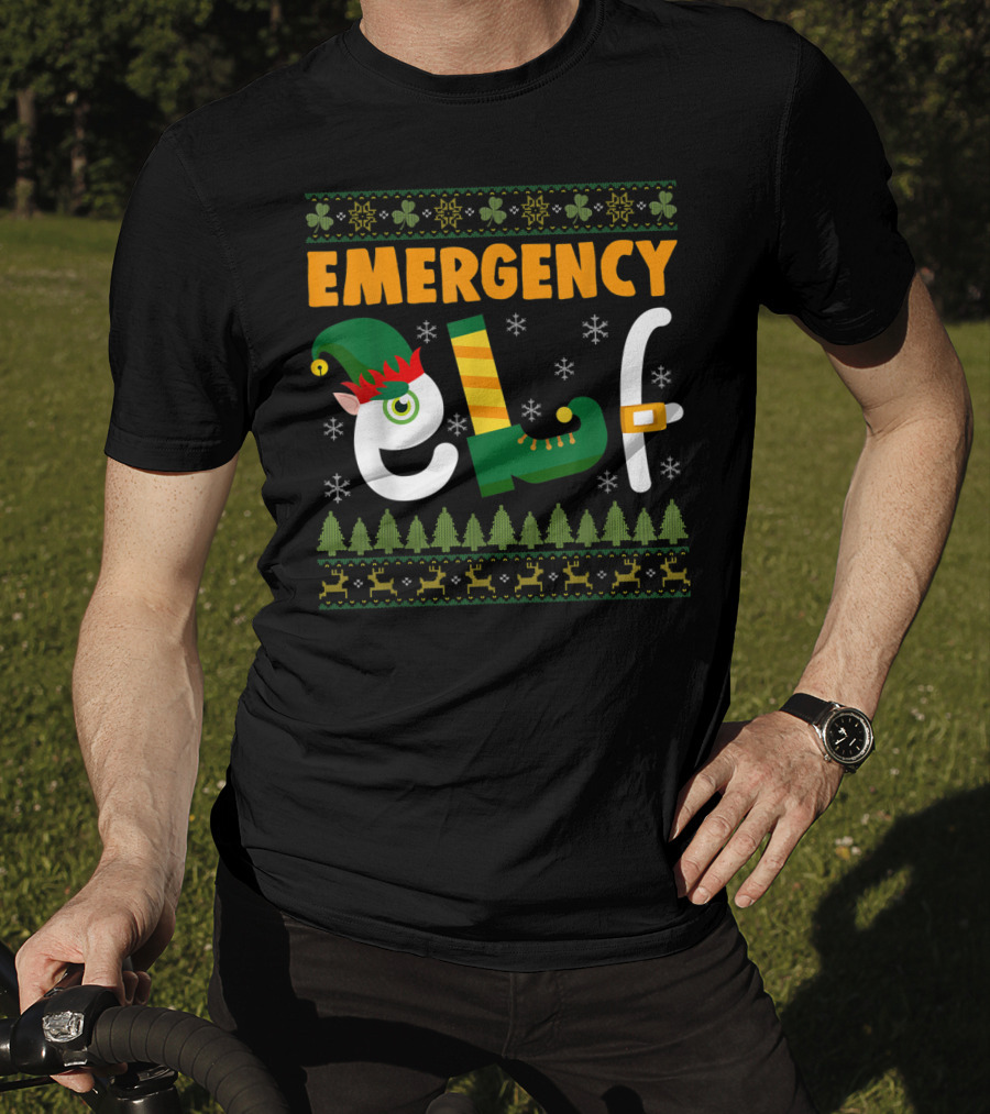 Emergency Elf Christmas Sweater With Festive T-Shirt