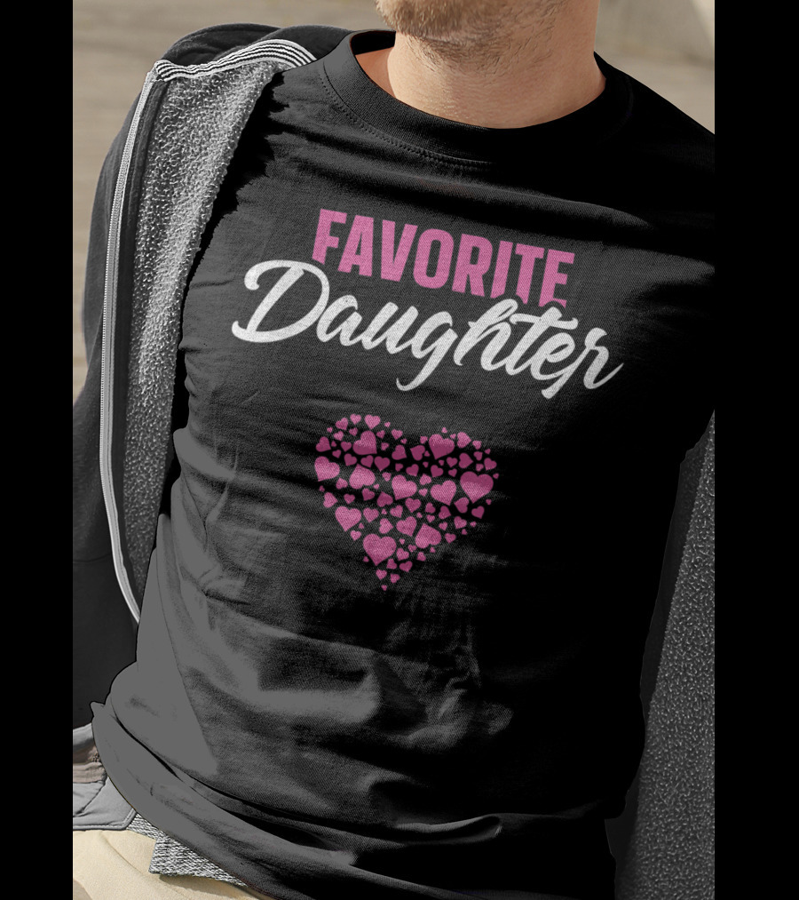 FAVORITE DAUGHTER Heart Pattern Mother's Day T-Shirt