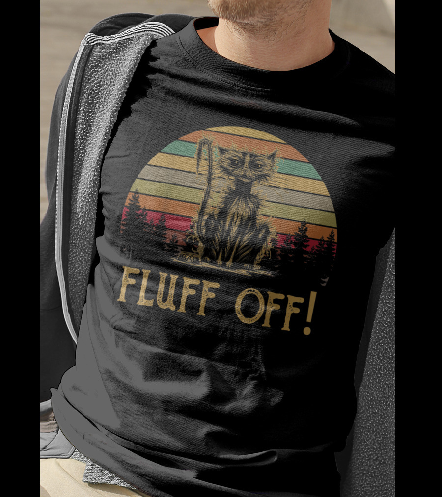 Fluff Off Vintage Sunset Cat T-Shirt