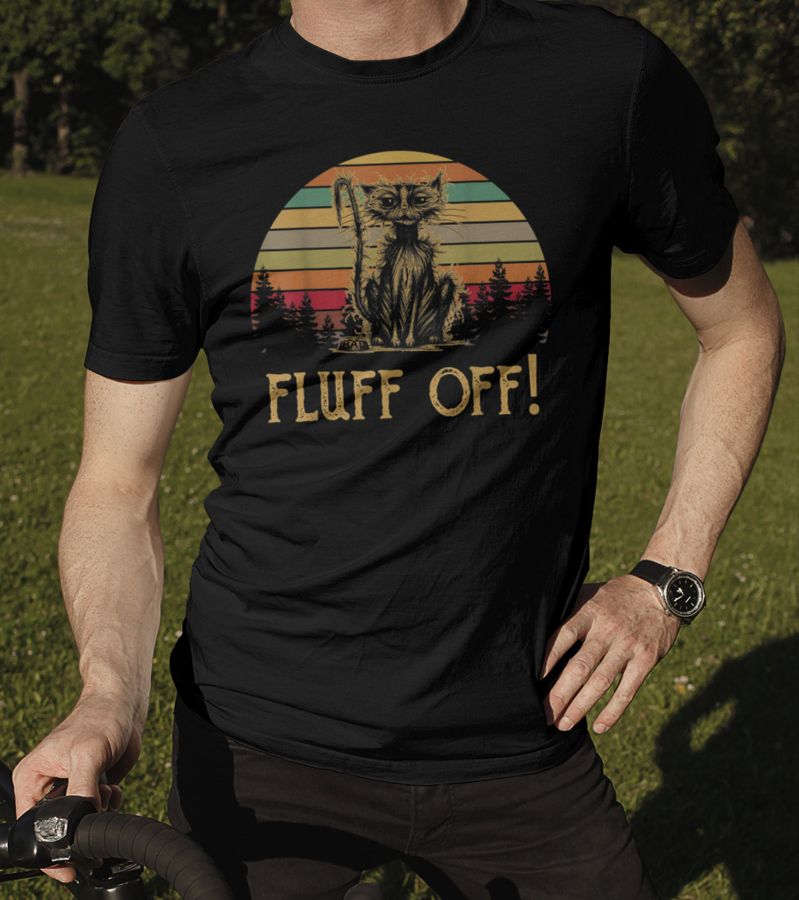Fluff Off Vintage Sunset Cat T-Shirt