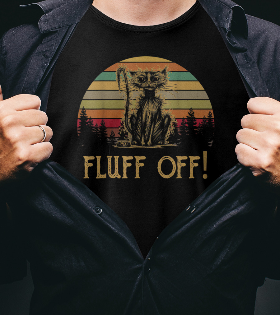 Fluff Off Vintage Sunset Cat T-Shirt