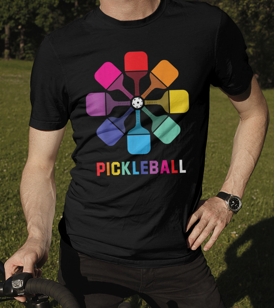 Pickleball Fan Colorful Paddle Pattern Player T-Shirt
