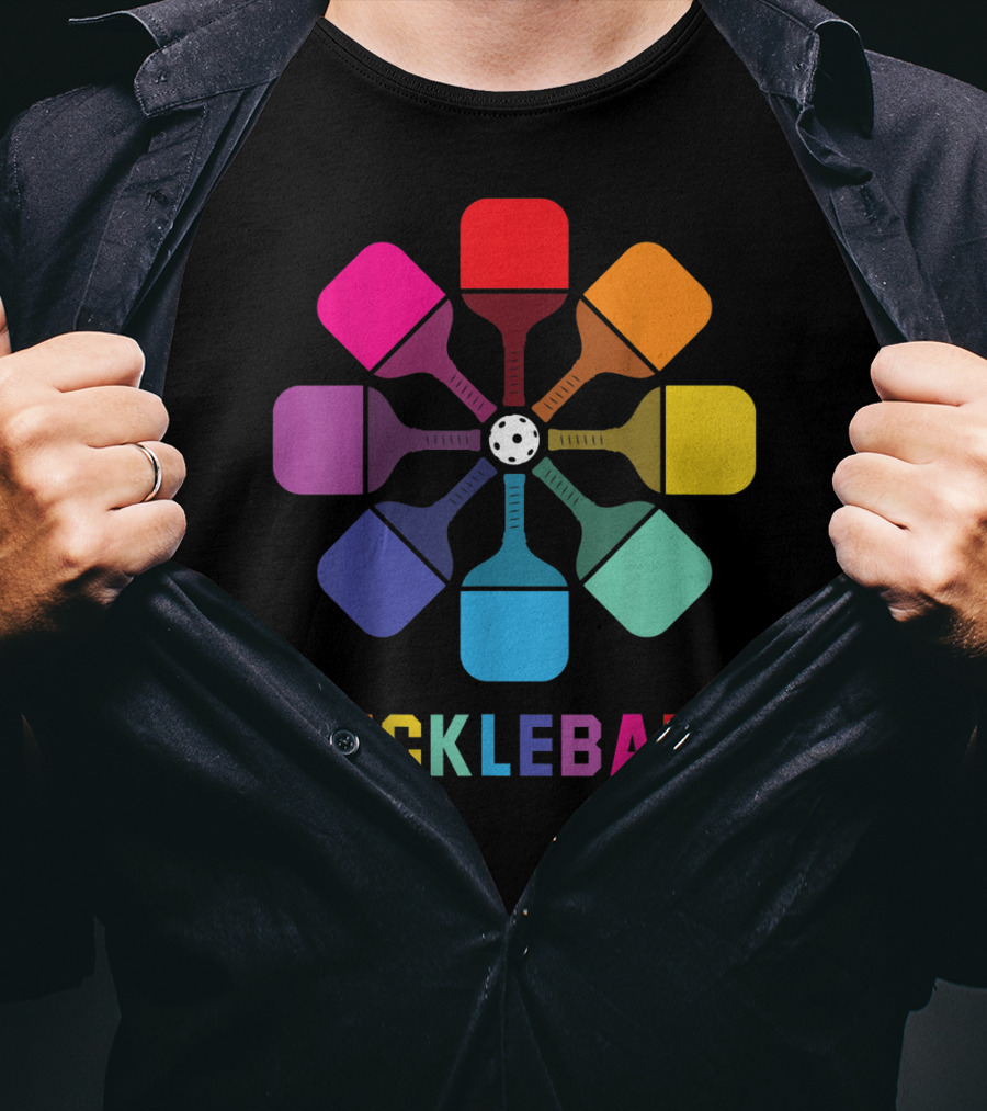 Pickleball Fan Colorful Paddle Pattern Player T-Shirt