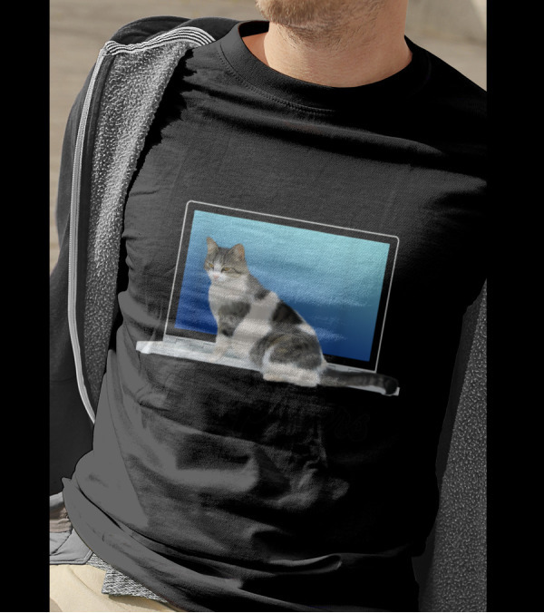 I Work On Computers Funny Grey White Cats Kitty T-Shirt