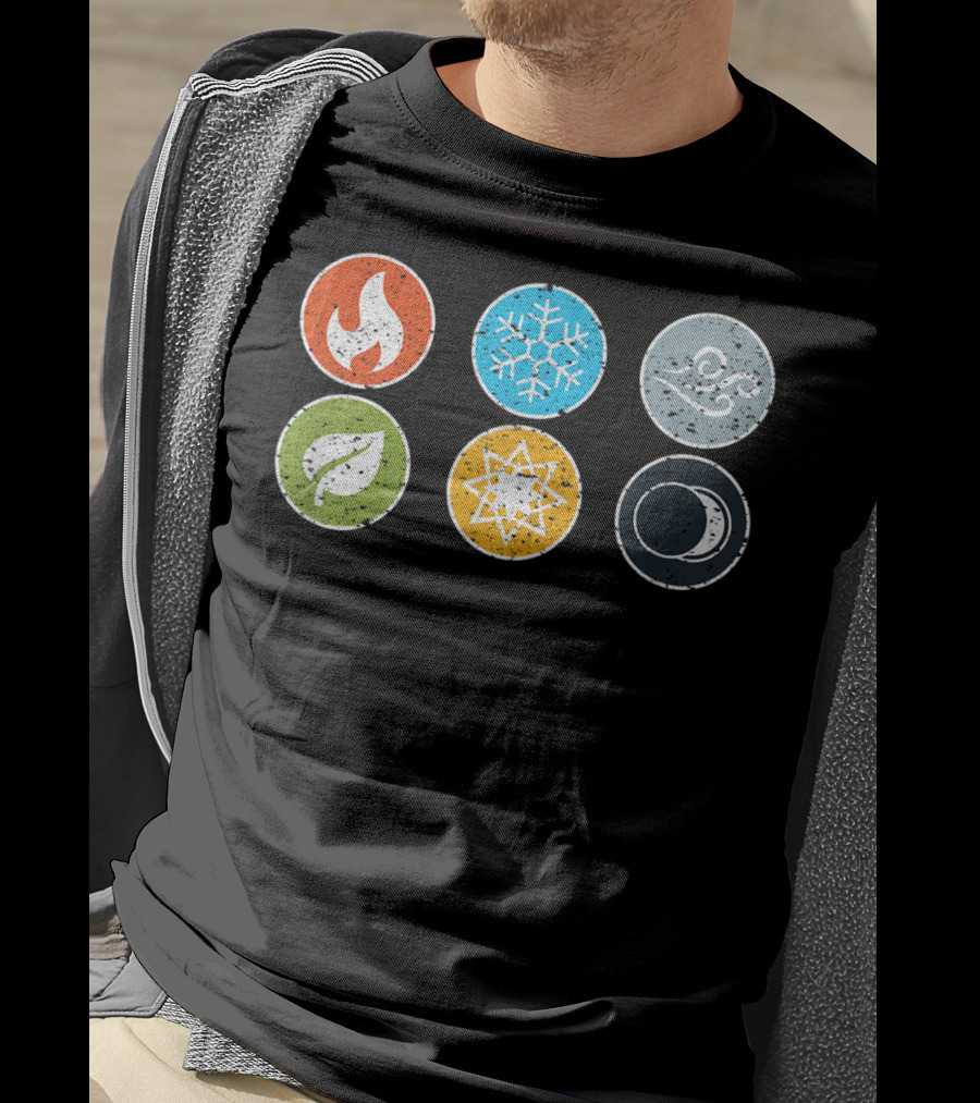 Gloomhaven Elements Symbol Fire Ice Air Earth Nature Light Dark T-Shirt