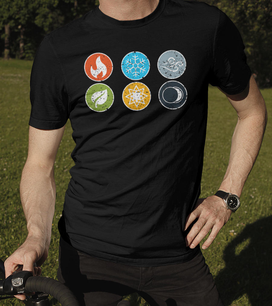 Gloomhaven Elements Symbol Fire Ice Air Earth Nature Light Dark T-Shirt