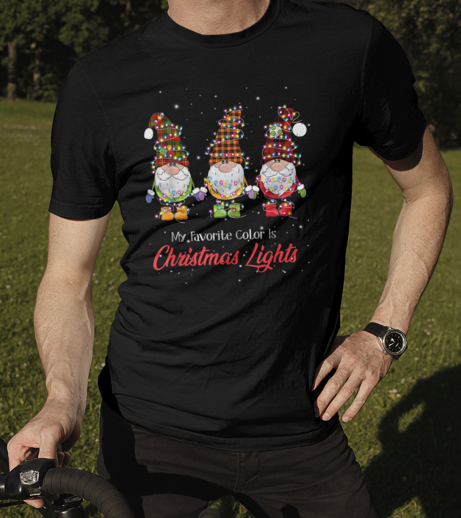 God Jul Gnome Tomte My Favorite Color Is Christmas Lights T-Shirt
