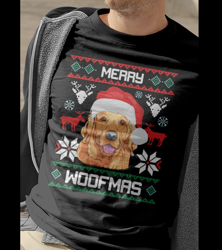 Merry Woofmas Golden Retriever Santa Hat Christmas T-Shirt