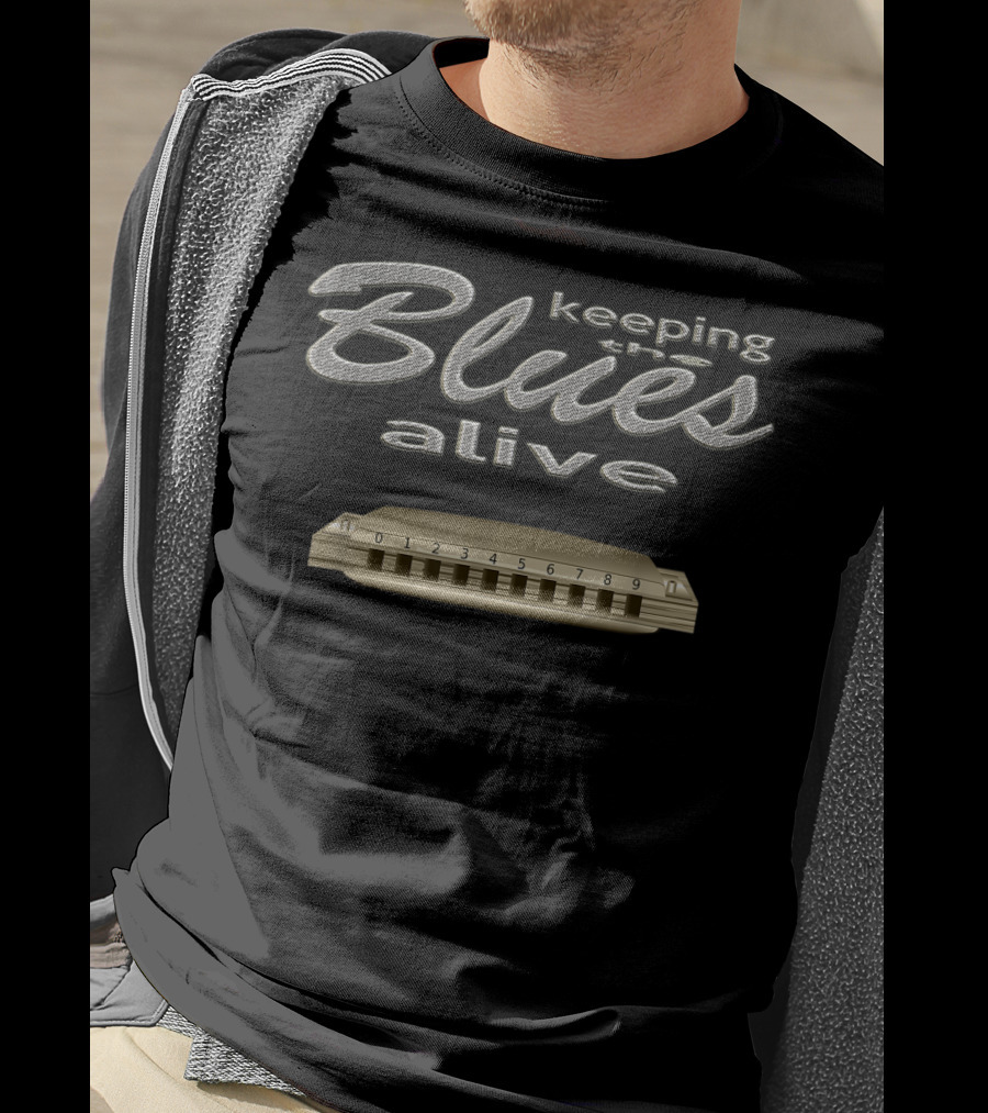 Keeping The Blues Alive Harmonica Jazz Harp T-Shirt