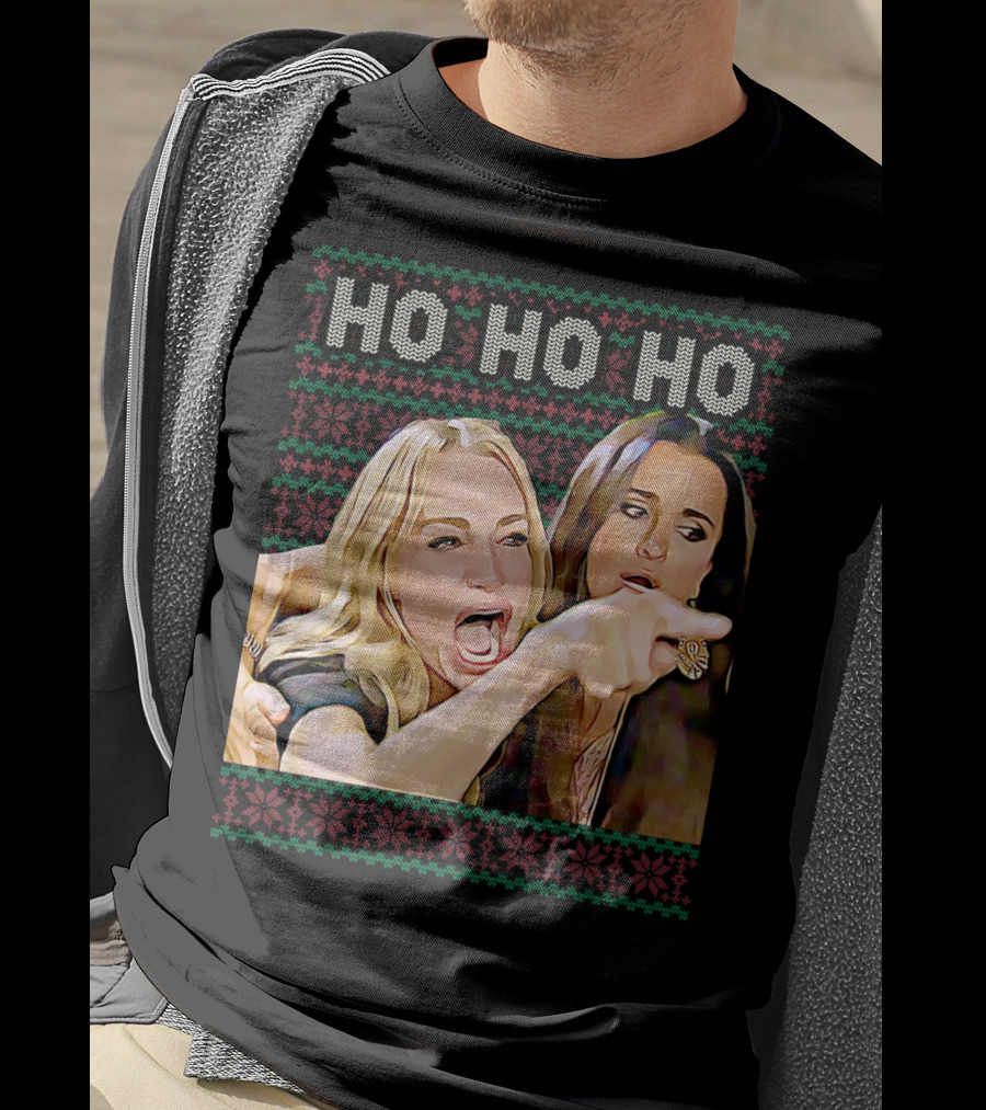 Ho Ho Ho Woman Yelling At Cat Meme Christmas T-Shirt