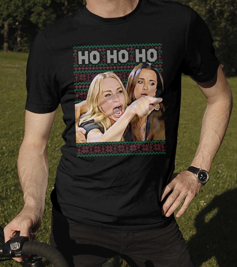 Ho Ho Ho Woman Yelling At Cat Meme Christmas T-Shirt