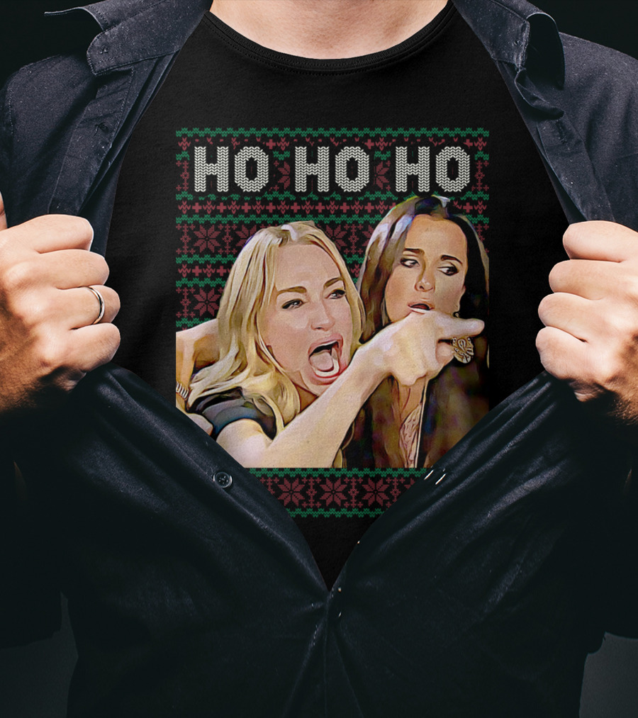 Ho Ho Ho Woman Yelling At Cat Meme Christmas T-Shirt