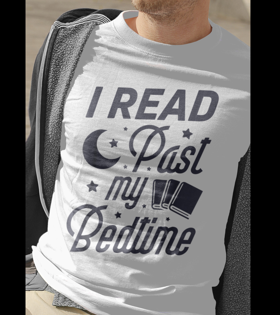 I Read Past My Bedtime With Moon, Stars, And Books T-Shirt