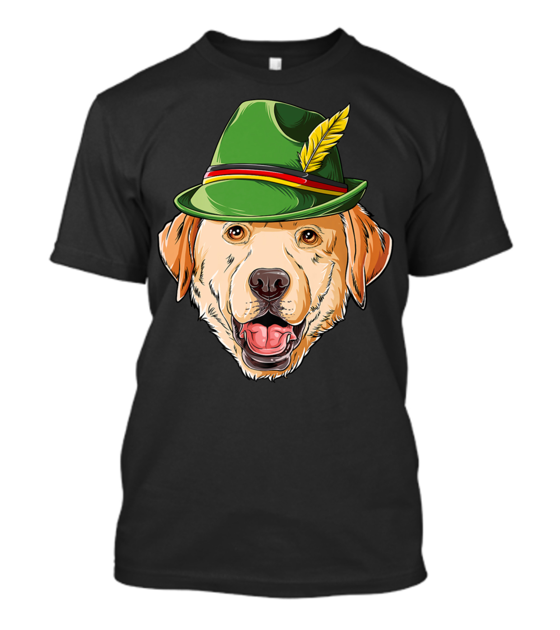 Labrador Oktoberfest Dog In Green German Hat With Feather T-Shirt