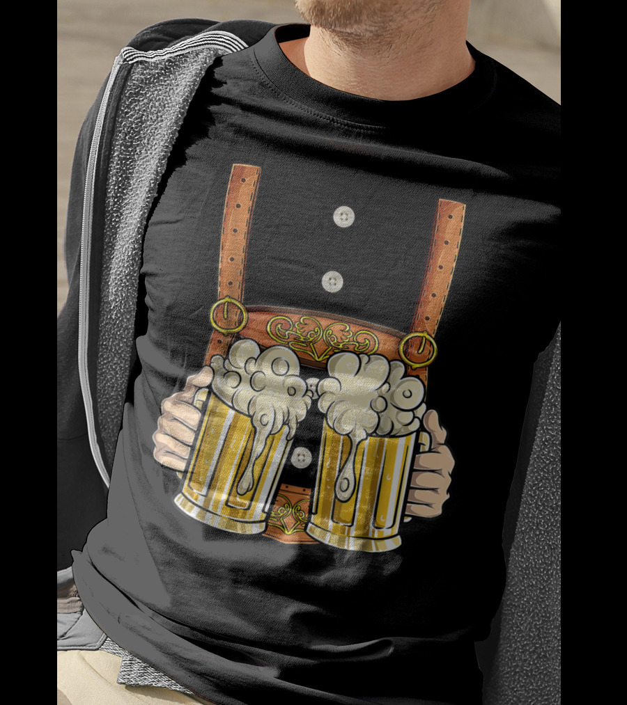 Lederhosen Costume Oktoberfest Men Prost Beer Cheers ZZ T-Shirt