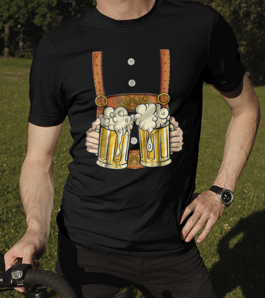Lederhosen Costume Oktoberfest Men Prost Beer Cheers ZZ T-Shirt