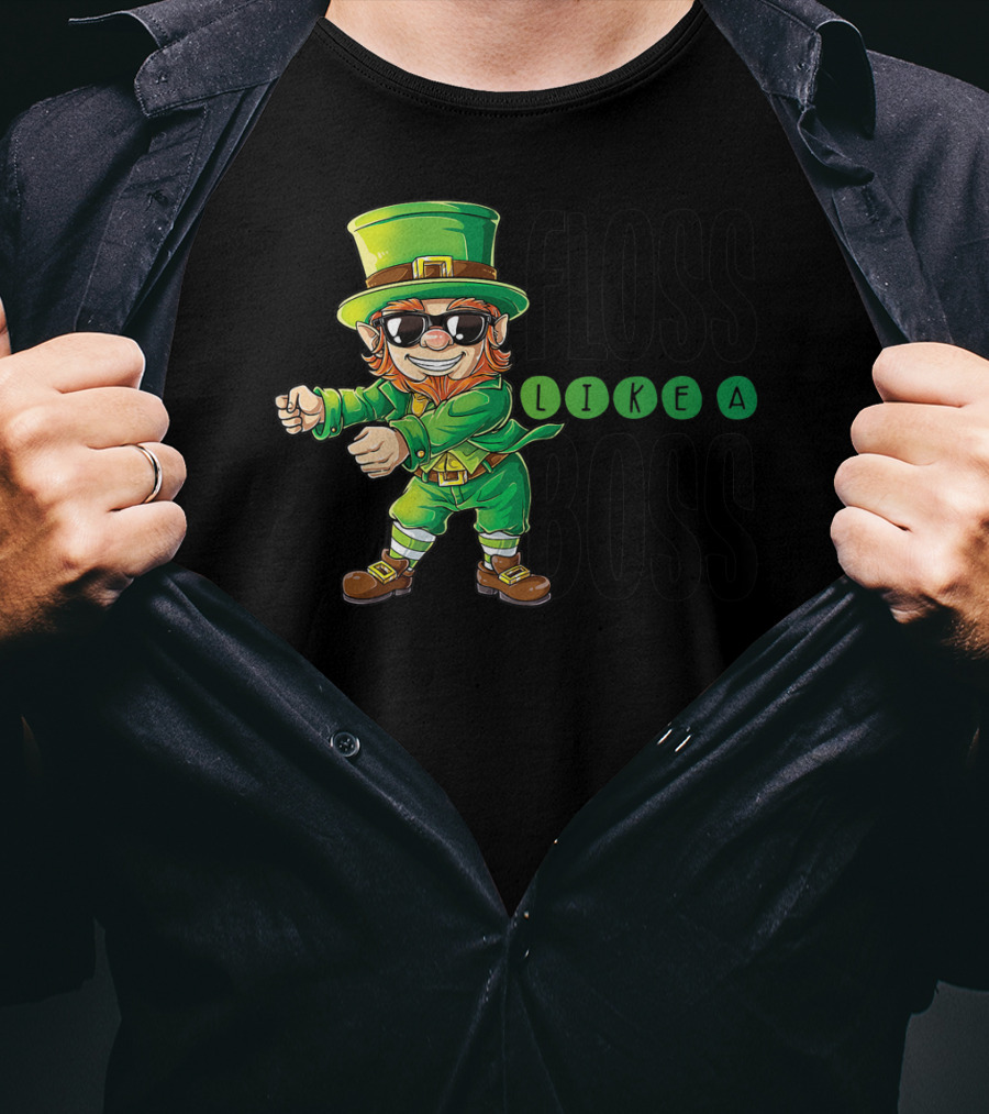 Floss Like A Boss Leprechaun In Sunglasses T-Shirt
