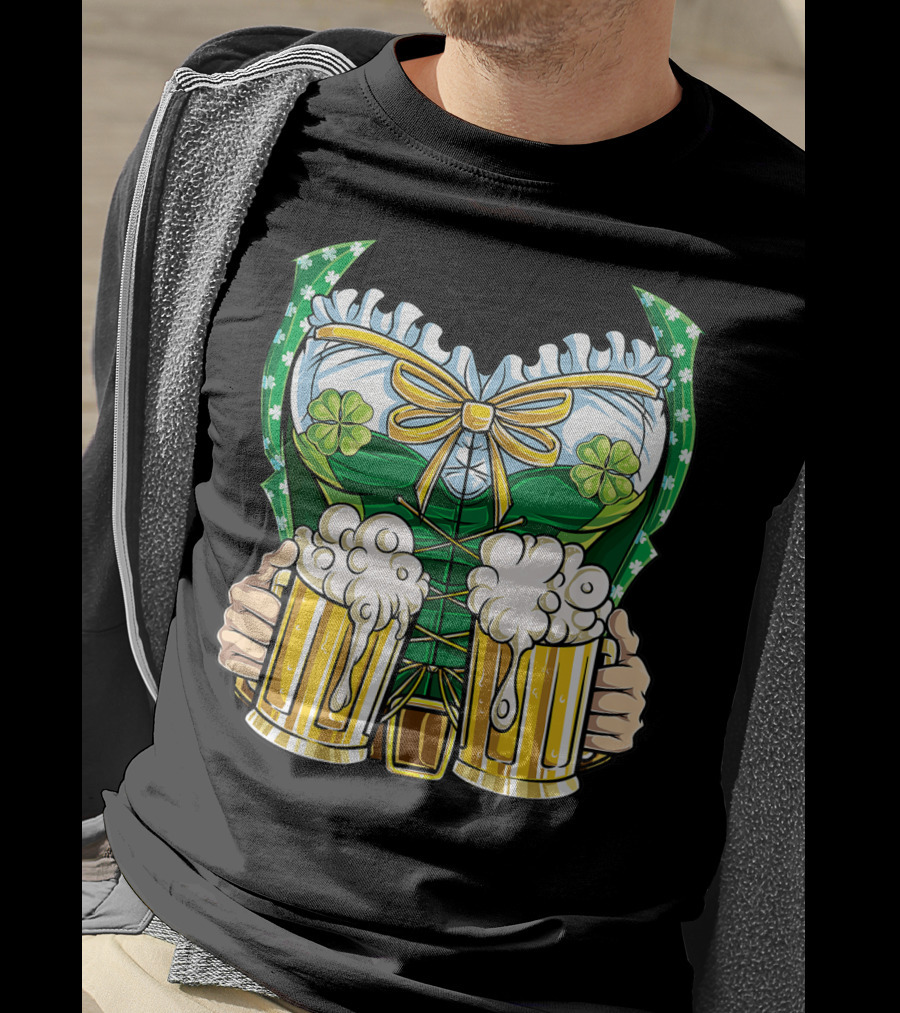 Leprechaun Girl Costume St Patricks Day Beer Clover Corset Women's Top T-Shirt