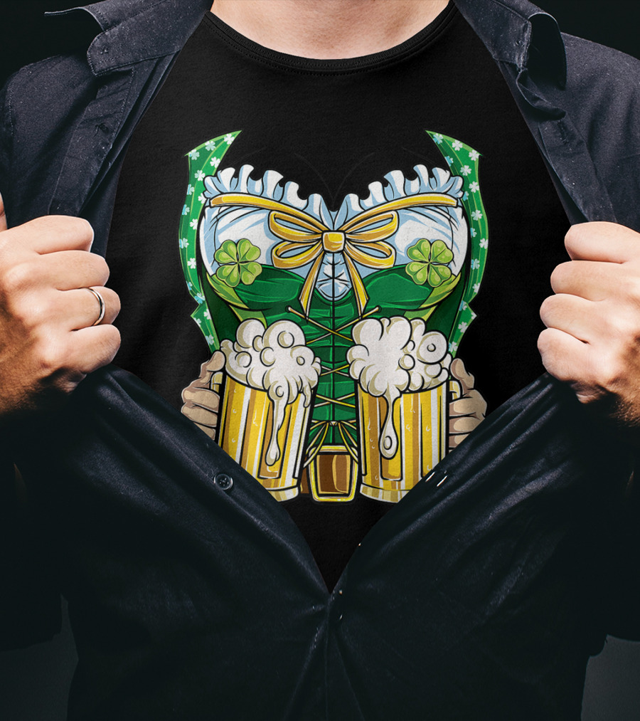 Leprechaun Girl Costume St Patricks Day Beer Clover Corset Women's Top T-Shirt