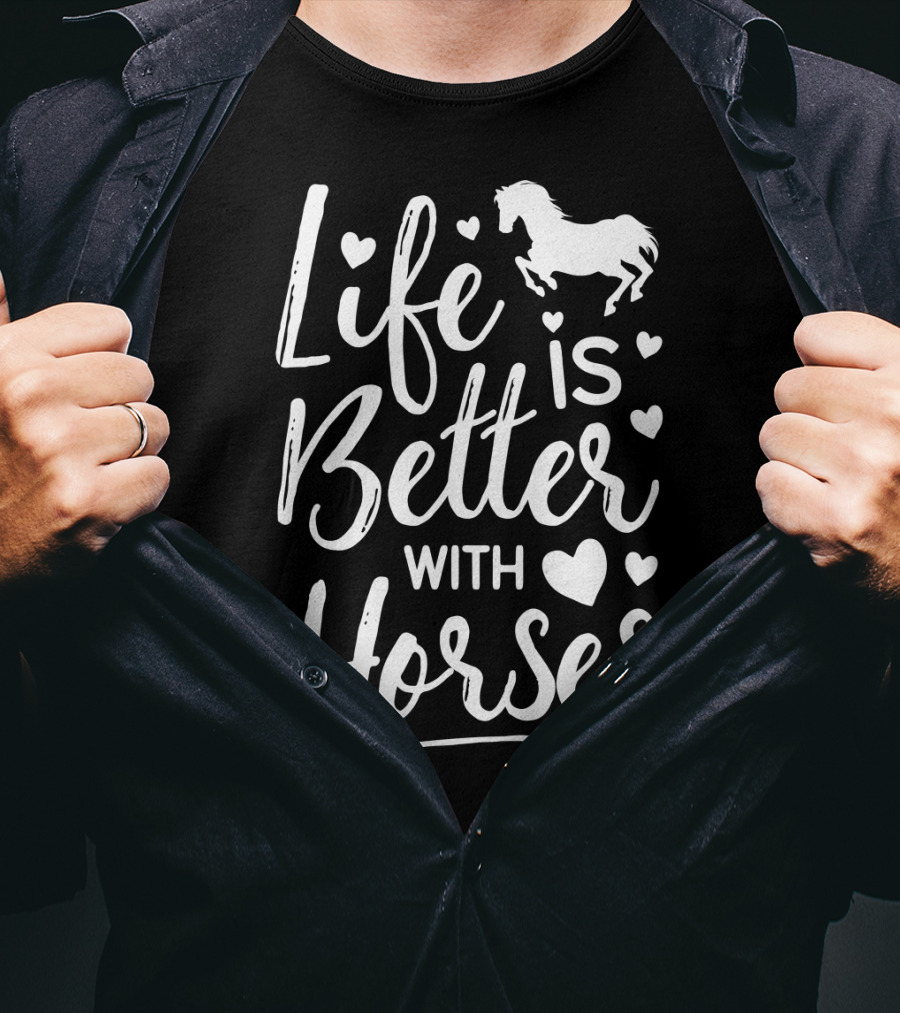 Life Is Better With Horses Heart Arrow Horse T-Shirt