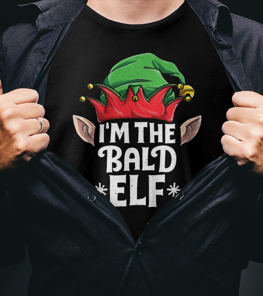 I'm The Bald Elf Green And Red Hat With Ears T-Shirt