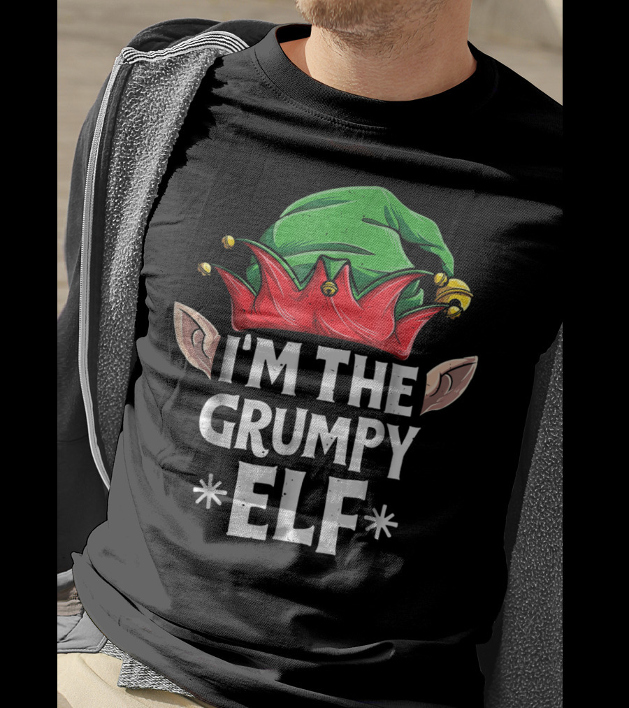 I'm The Grumpy Elf Christmas Family Matching Hat Ears T-Shirt