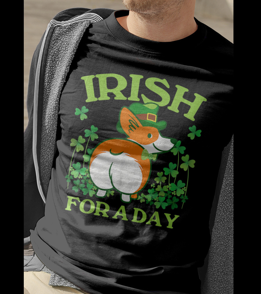 Irish For A Day Pembroke Welsh Corgi St Patrick's Shamrock Hat T-Shirt
