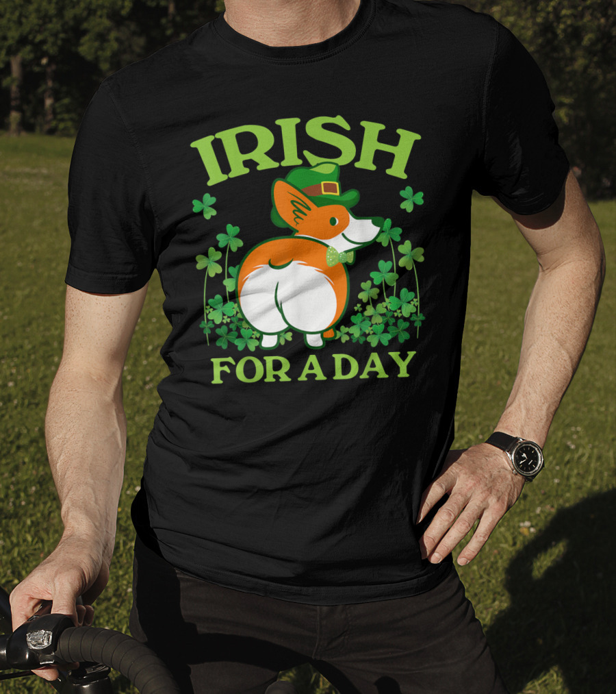 Irish For A Day Pembroke Welsh Corgi St Patrick's Shamrock Hat T-Shirt