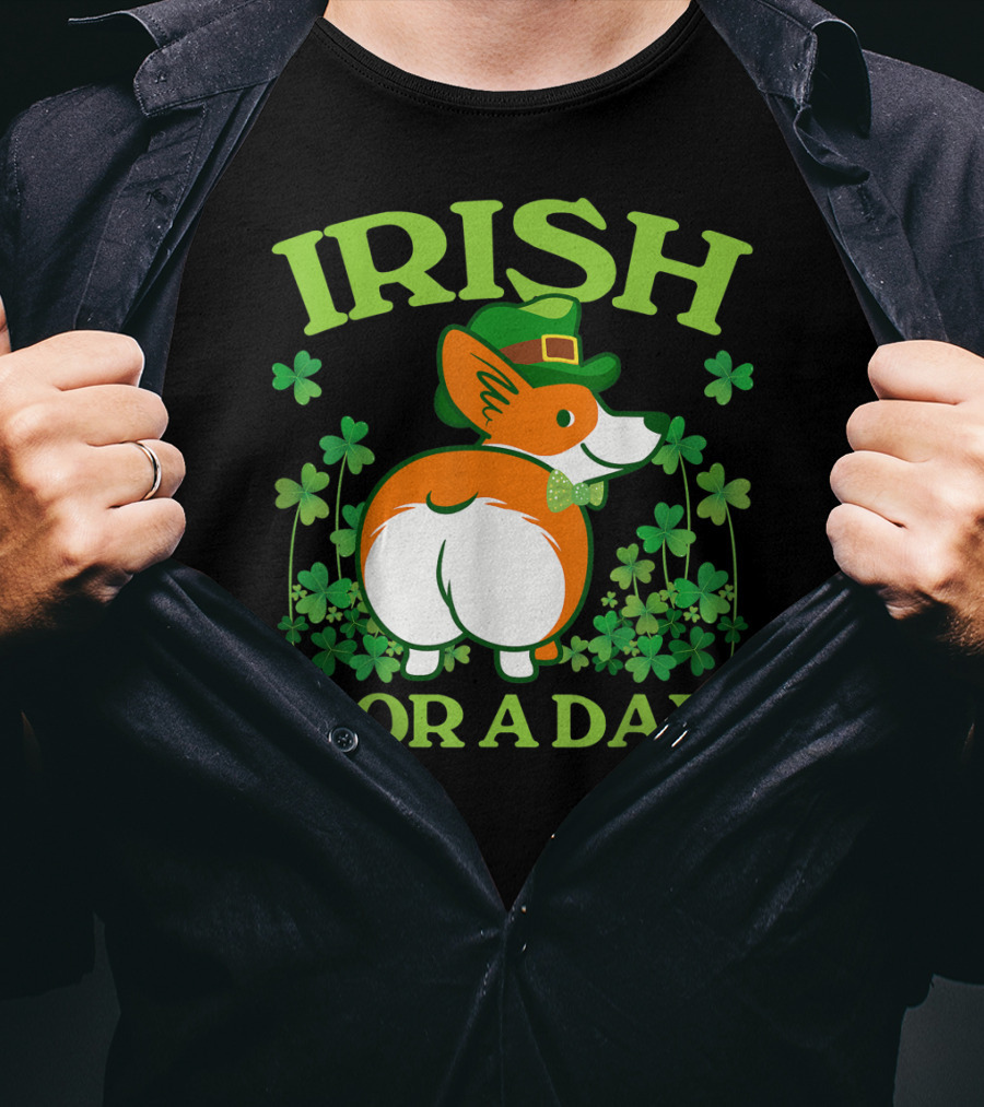 Irish For A Day Pembroke Welsh Corgi St Patrick's Shamrock Hat T-Shirt