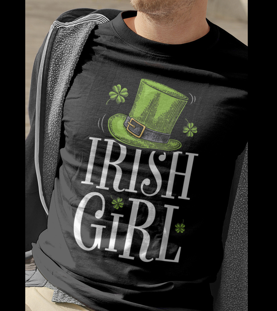 Irish Girl St Patricks Day Shamrock Hat T-Shirt