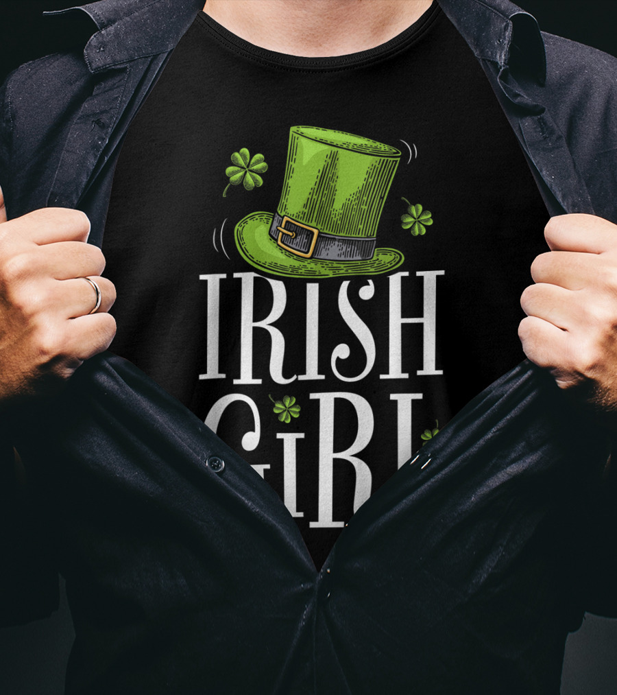 Irish Girl St Patricks Day Shamrock Hat T-Shirt
