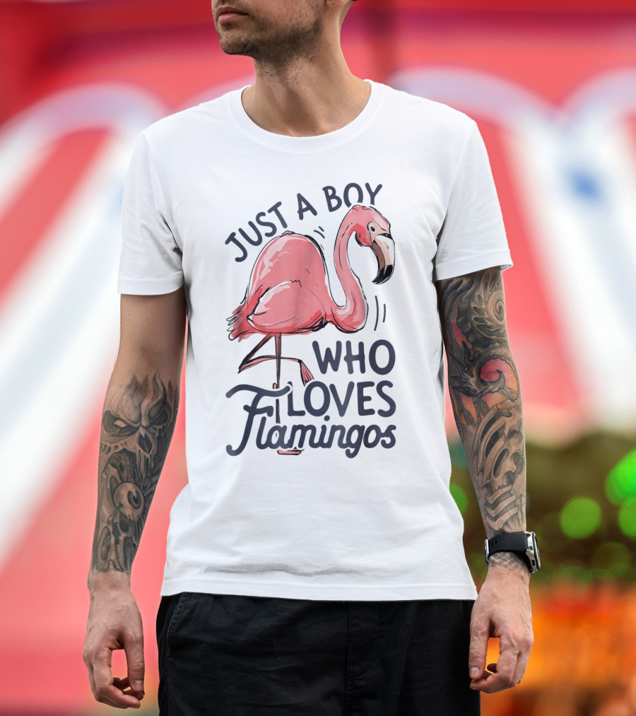 Just A Boy Who Loves Flamingos Pink Flamingo T-Shirt