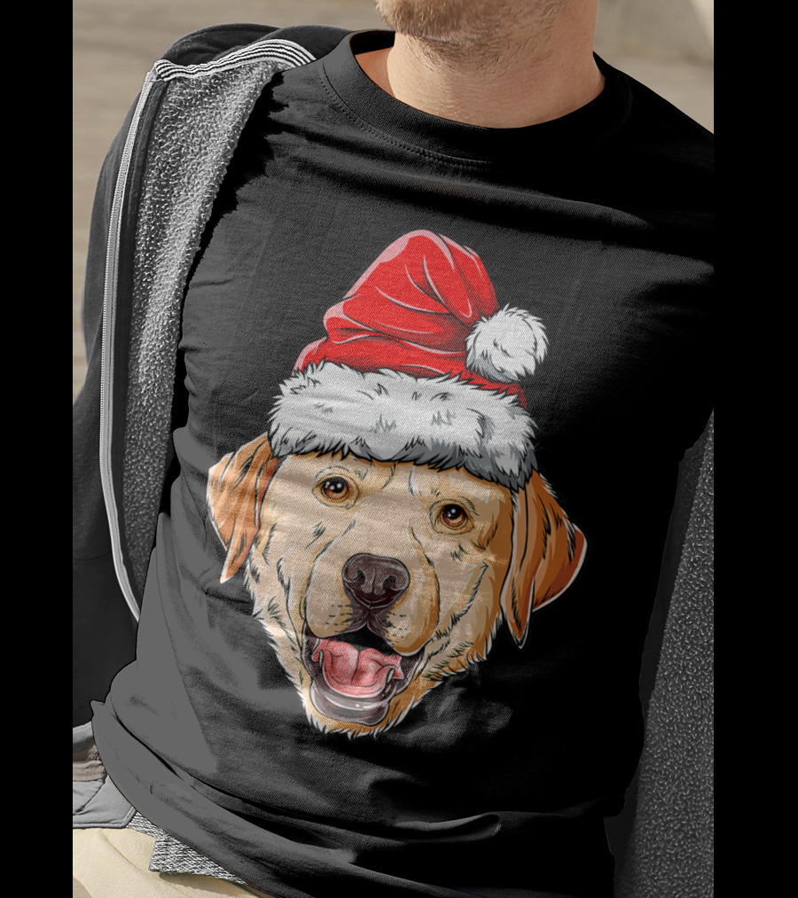 Labrador Santa Christmas Dog Wearing Festive Hat T-Shirt