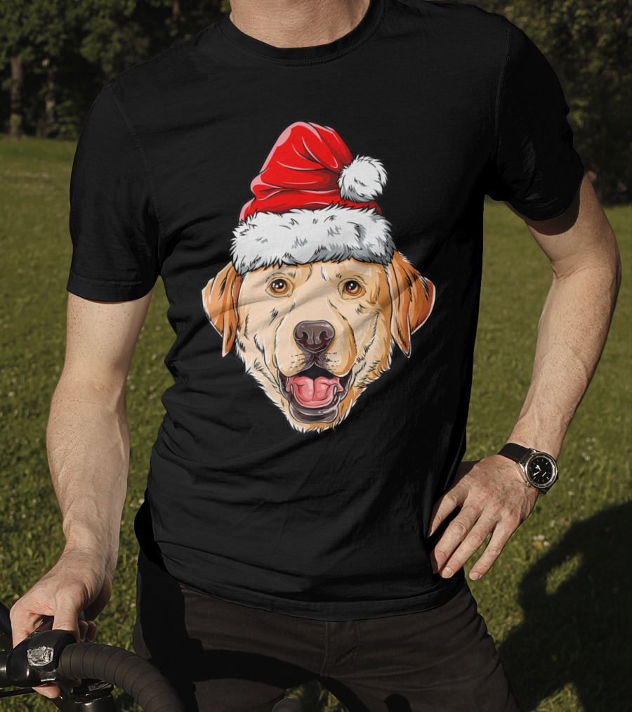 Labrador Santa Christmas Dog Wearing Festive Hat T-Shirt