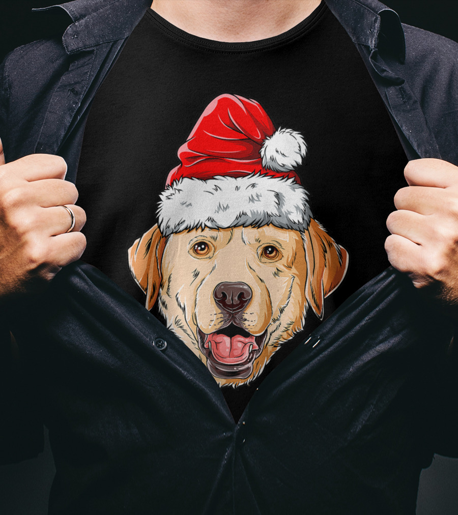 Labrador Santa Christmas Dog Wearing Festive Hat T-Shirt
