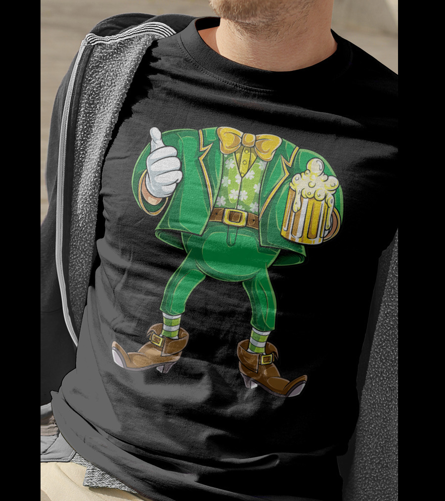 Leprechaun Costume St Patricks Day Men Beer Holding Foamy Mug And Thumbs Up T-Shirt