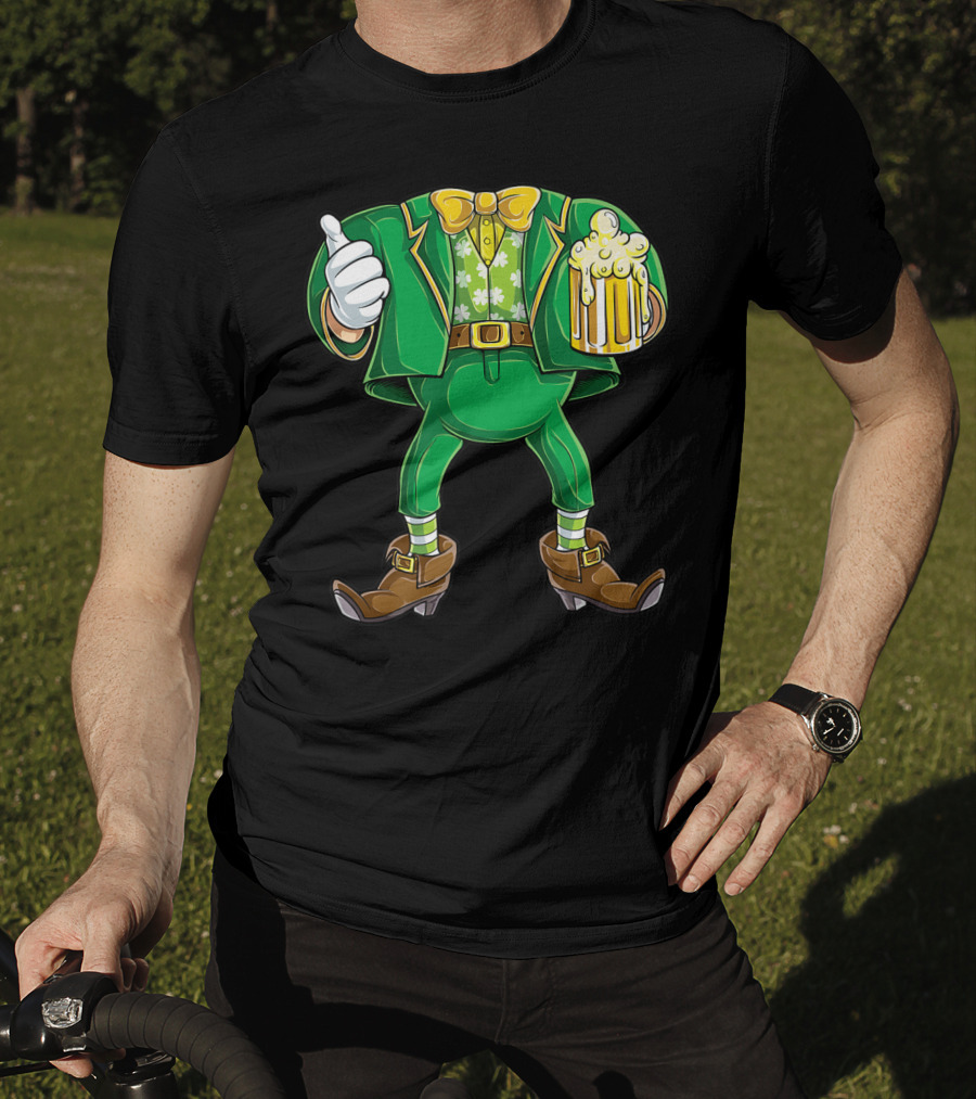 Leprechaun Costume St Patricks Day Men Beer Holding Foamy Mug And Thumbs Up T-Shirt