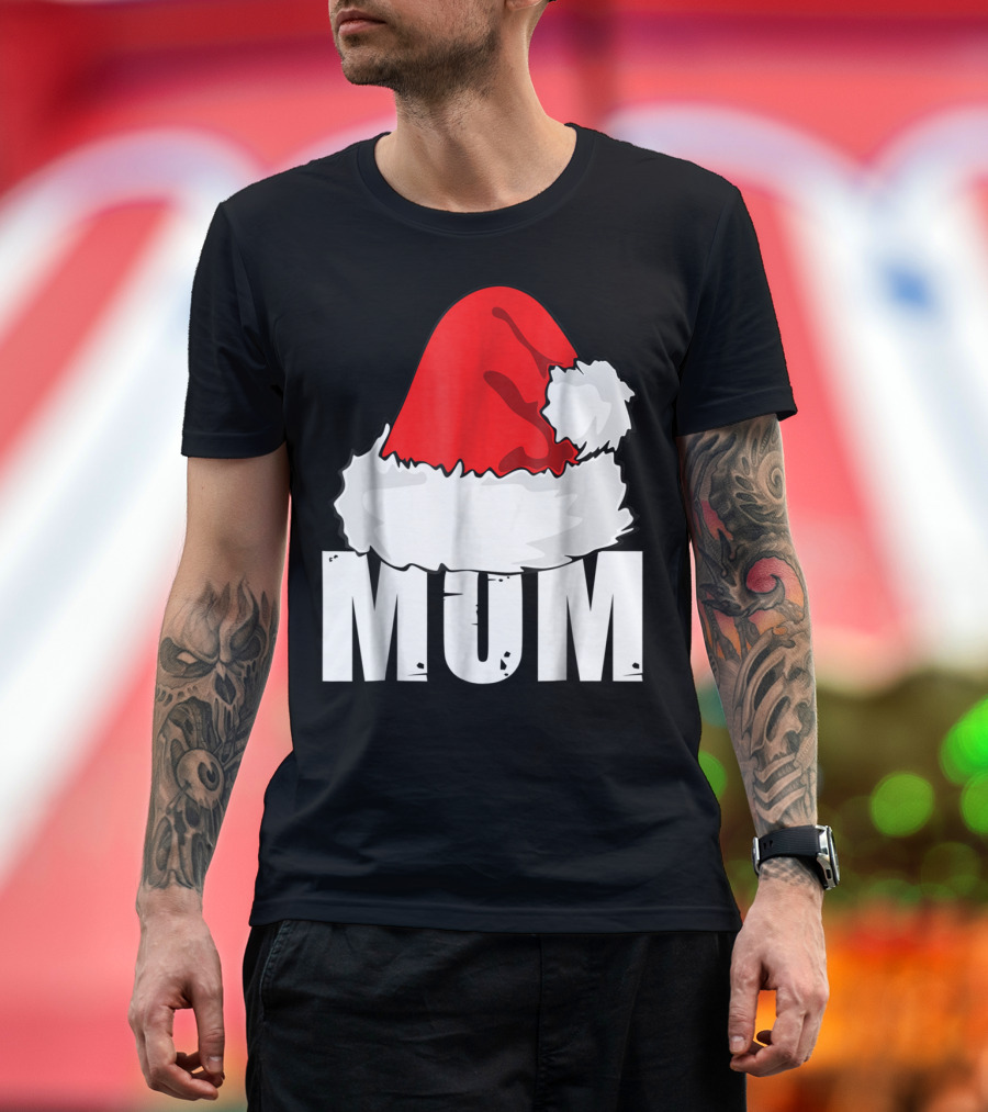 Mum Christmas Santa Hat Family Matching T-Shirt