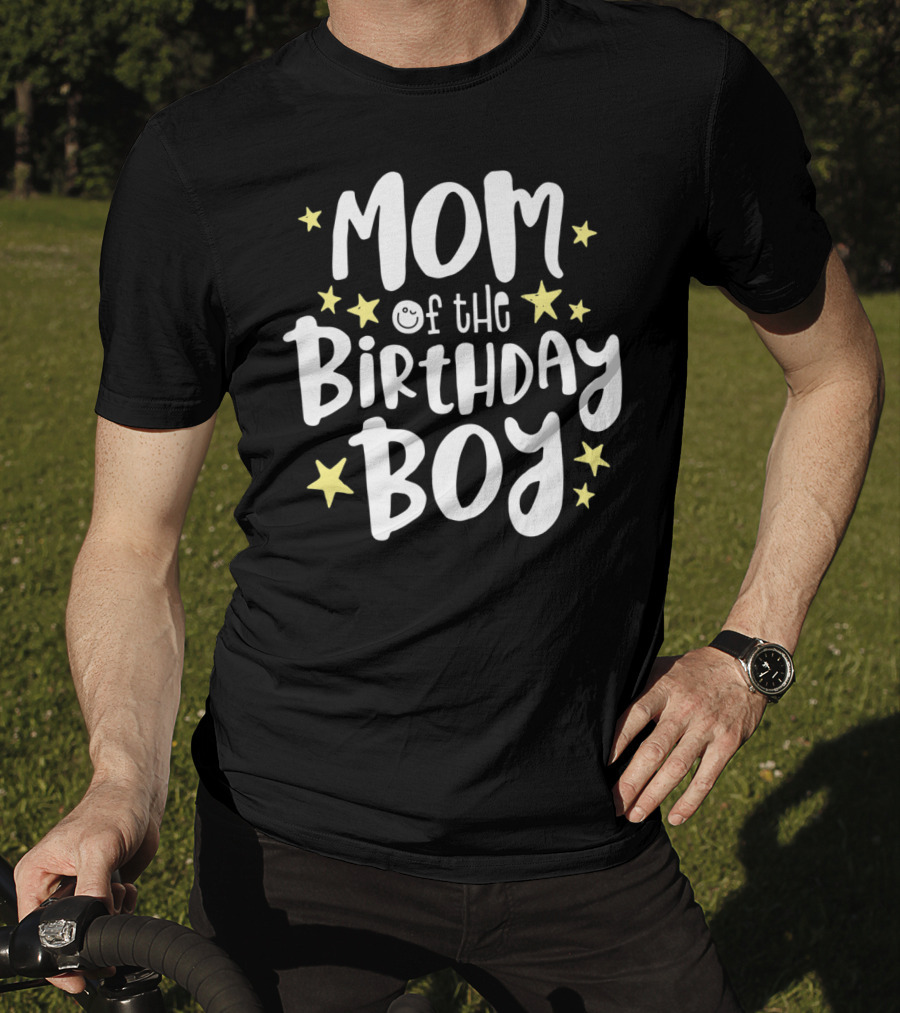 Mom Of The Birthday Boy With Stars Mother's Day Mama Celebrations T-Shirt