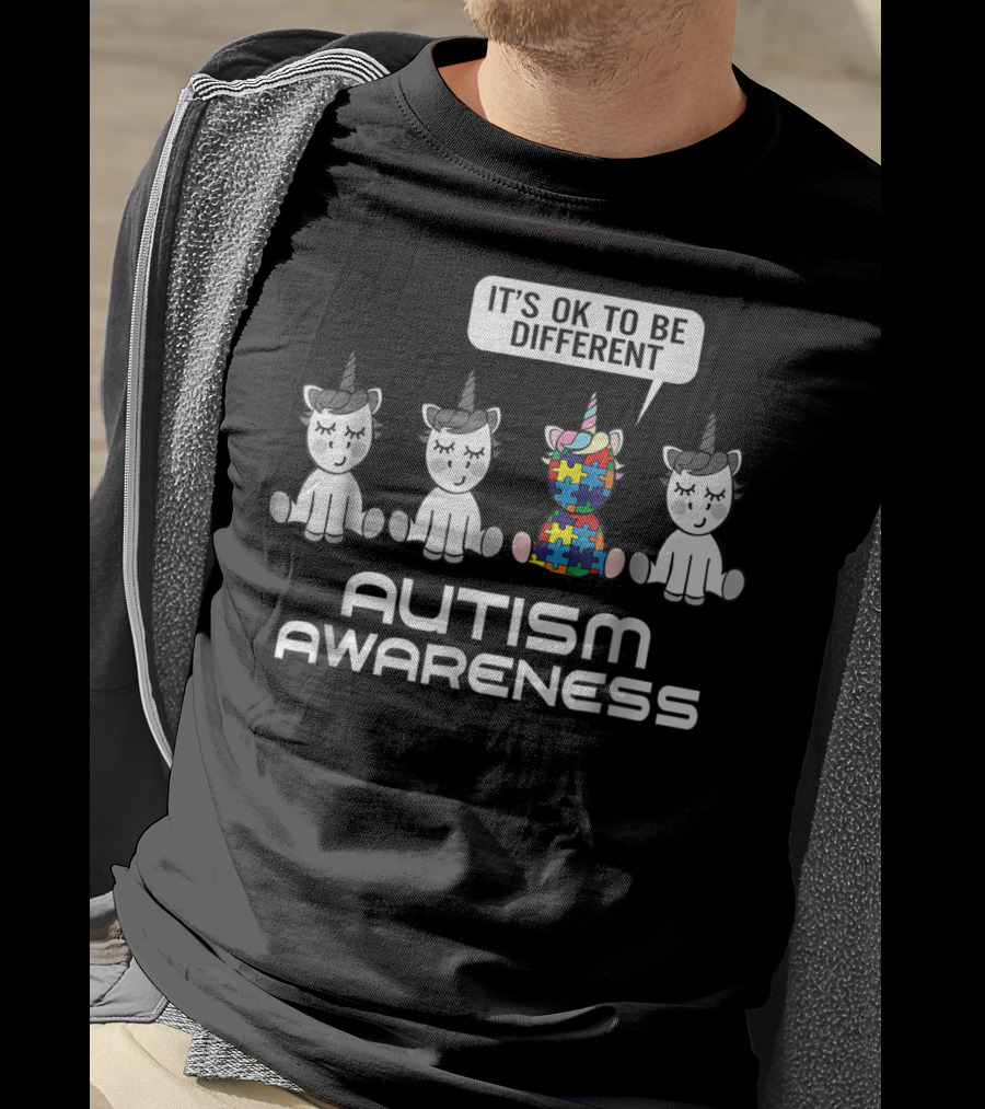 It's Ok To Be Different Unicorn Autism Awareness T-Shirt