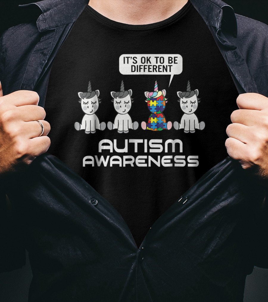 It's Ok To Be Different Unicorn Autism Awareness T-Shirt