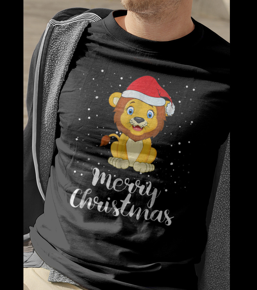 Merry Christmas Lion Funny Matching Family Group T-Shirt