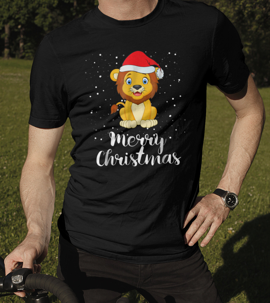 Merry Christmas Lion Funny Matching Family Group T-Shirt