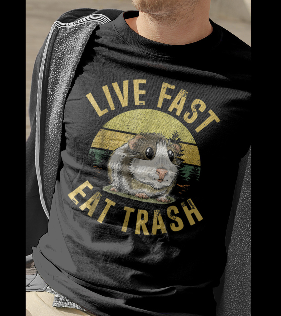 Live Fast Eat Trash Funny Guinea Pig T-Shirt