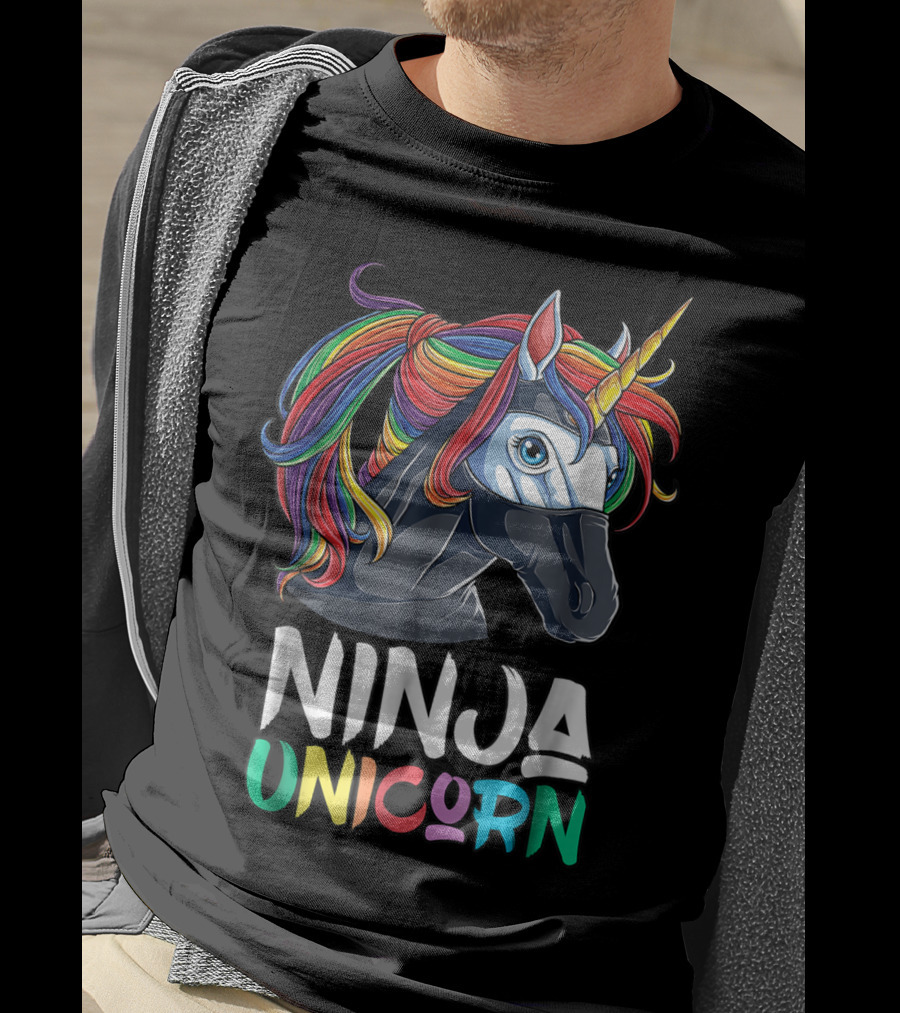Ninja Unicorn Rainbow Girls Martial Arts T-Shirt
