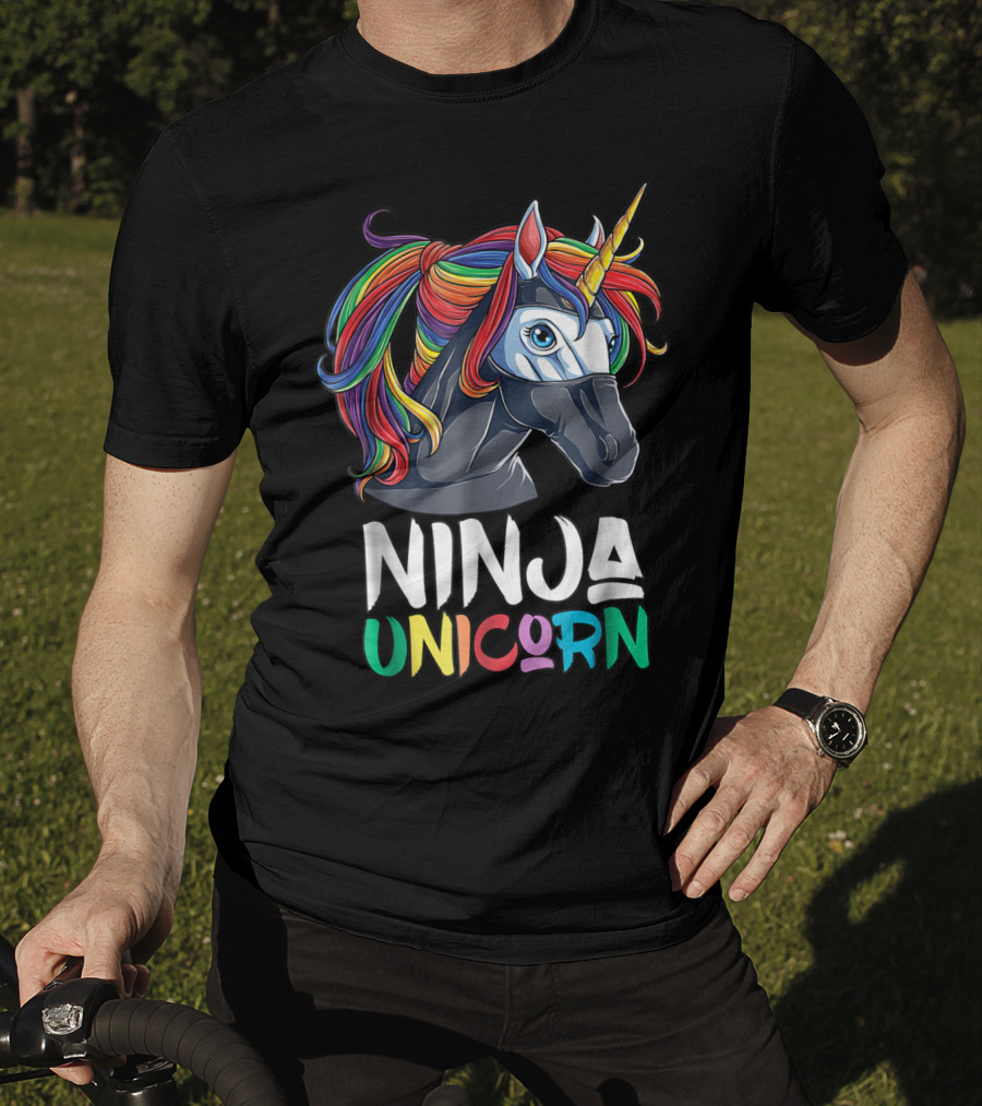 Ninja Unicorn Rainbow Girls Martial Arts T-Shirt