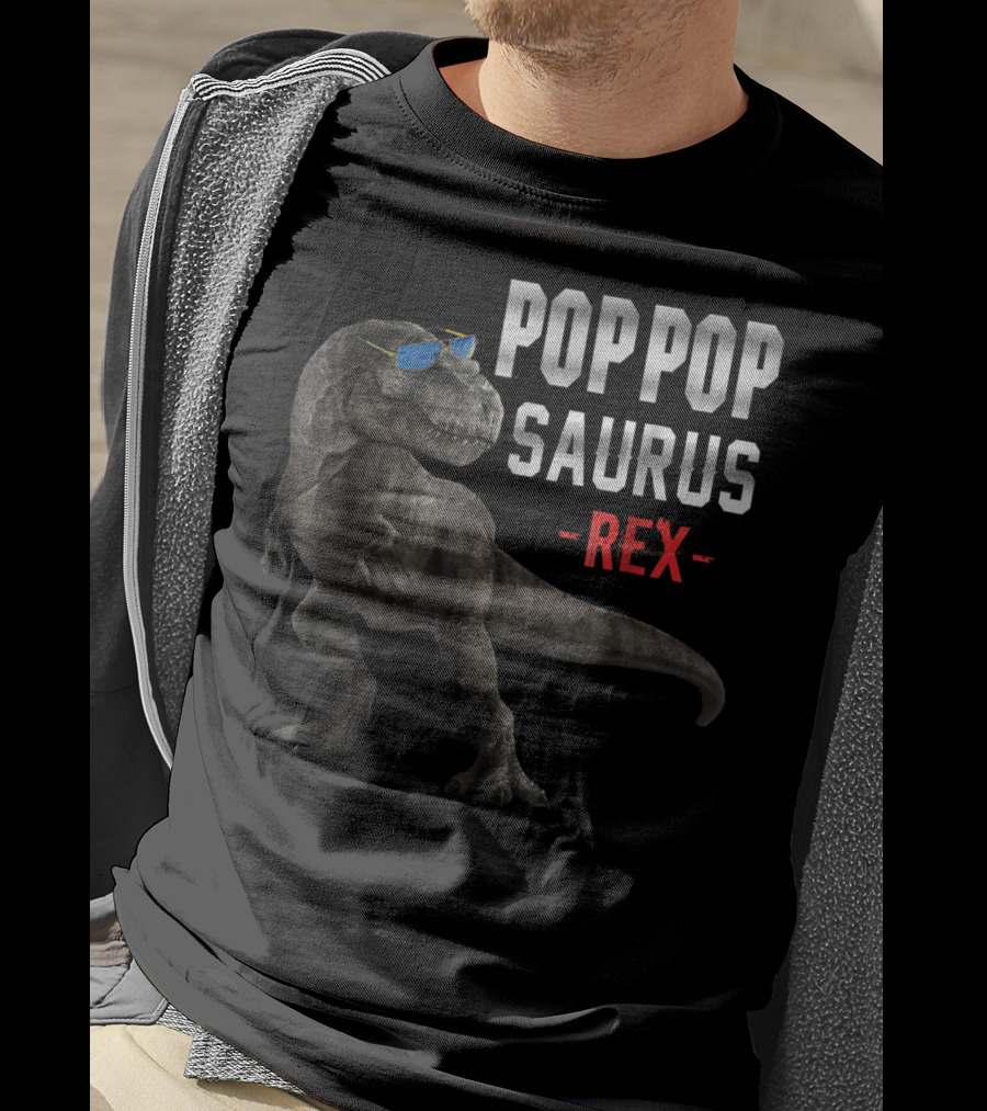 Poppopsaurus Rex Funny Dinosaur With Sunglasses T-Shirt