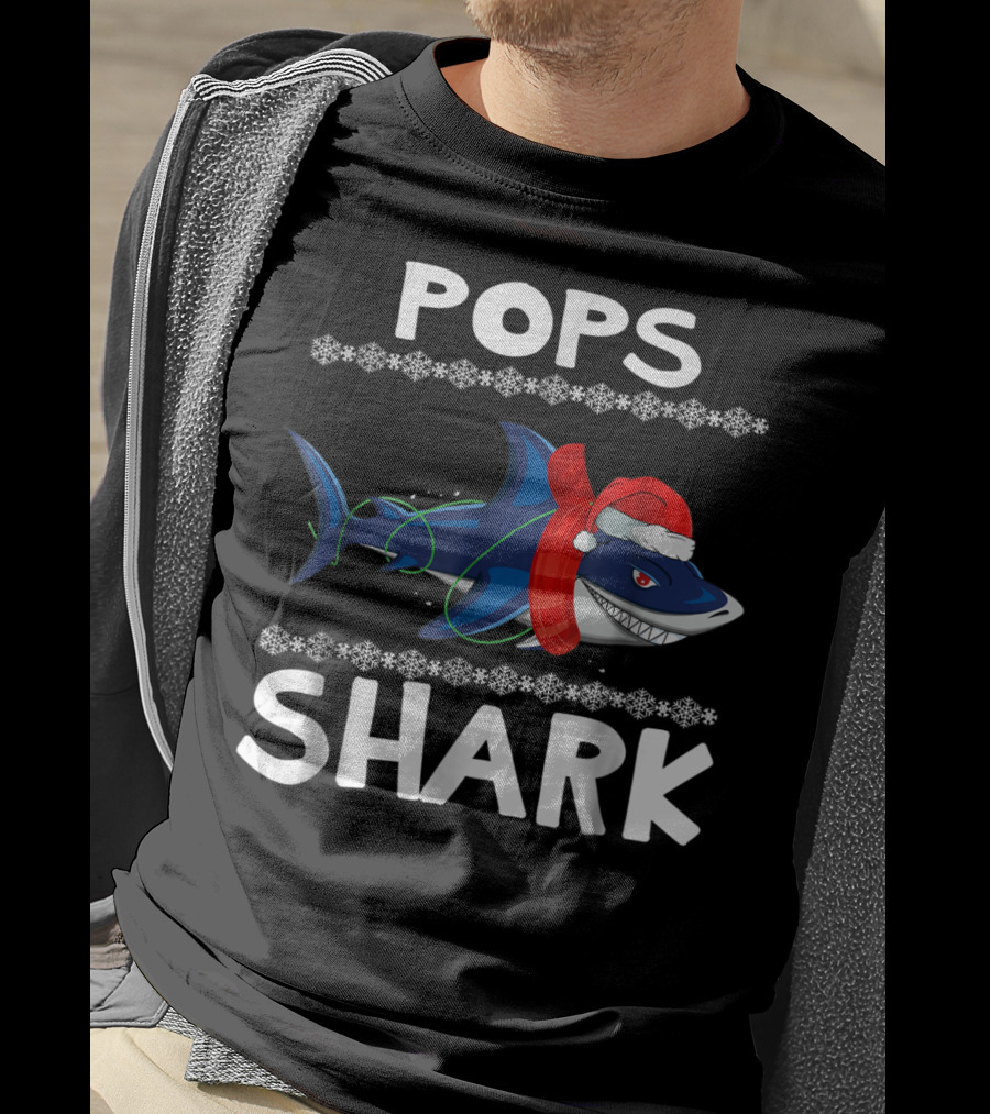 Pops Shark Christmas Family Sweater Holiday T-Shirt