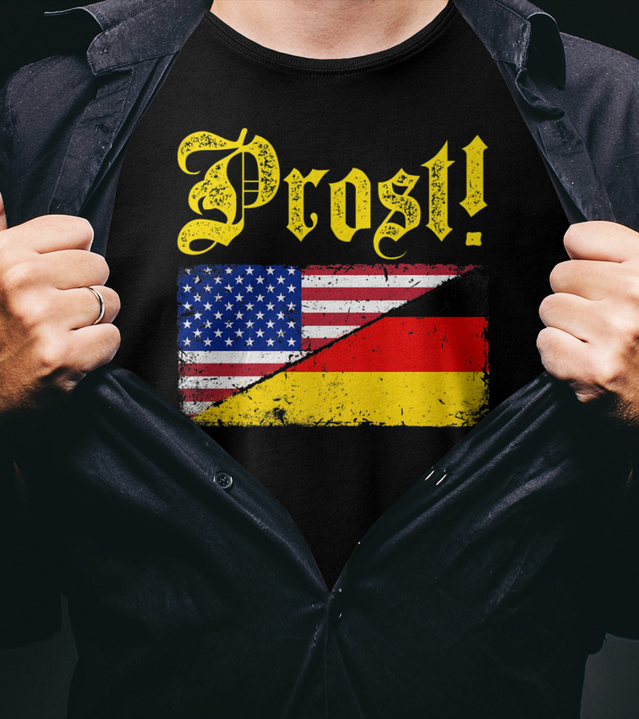 Prost German American Flag Oktoberfest T-Shirt